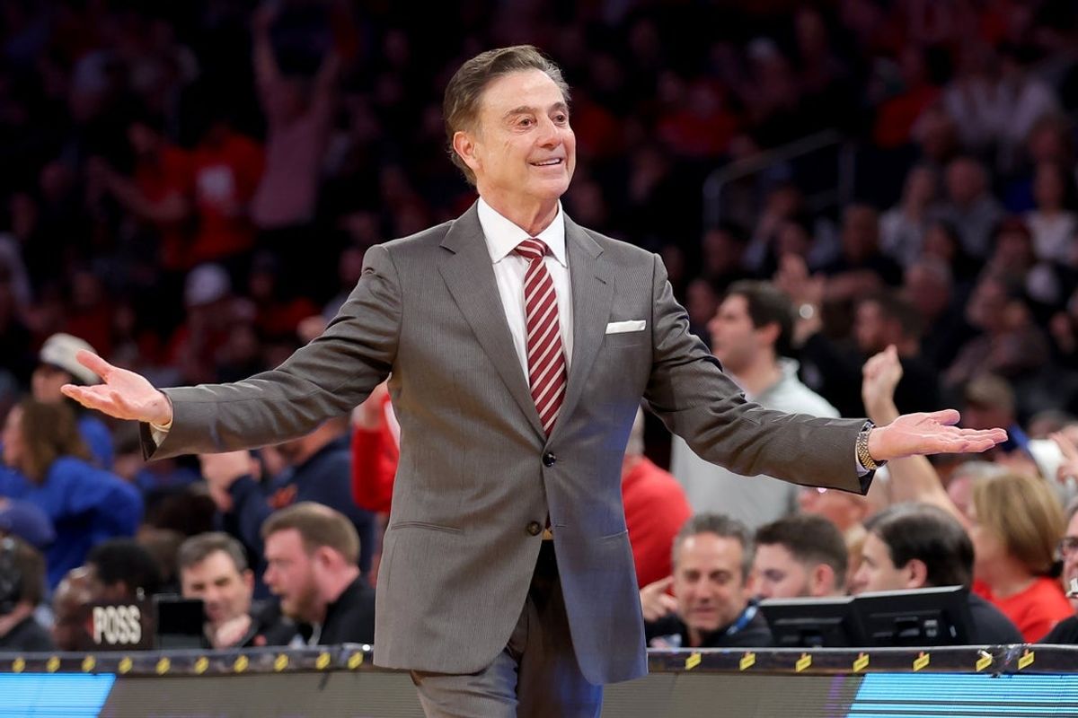 Mar 15, 2025; New York, NY, USA; St. John's Red Storm head coach Rick Pitino coaches against the Creighton Bluejays during the first half at Madison Square Garden. Mandatory Credit: Brad Penner-Imagn Images