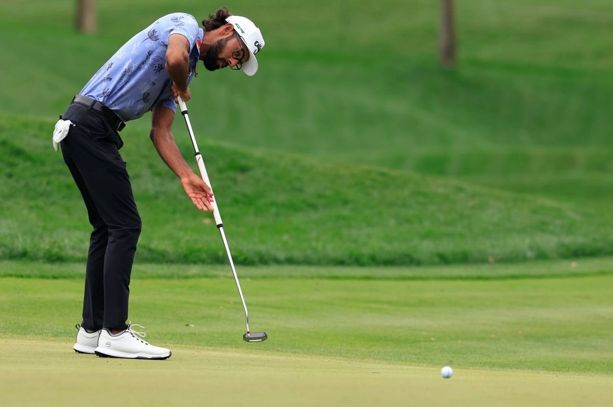 Akshay Bhatia on the fifth green during the final round of The Players Championship PGA golf tournment Sunday, March 16, 2025 at TPC Sawgrass in Ponte Vedra Beach, Fla. [Corey Perrine/Florida Times-Union]