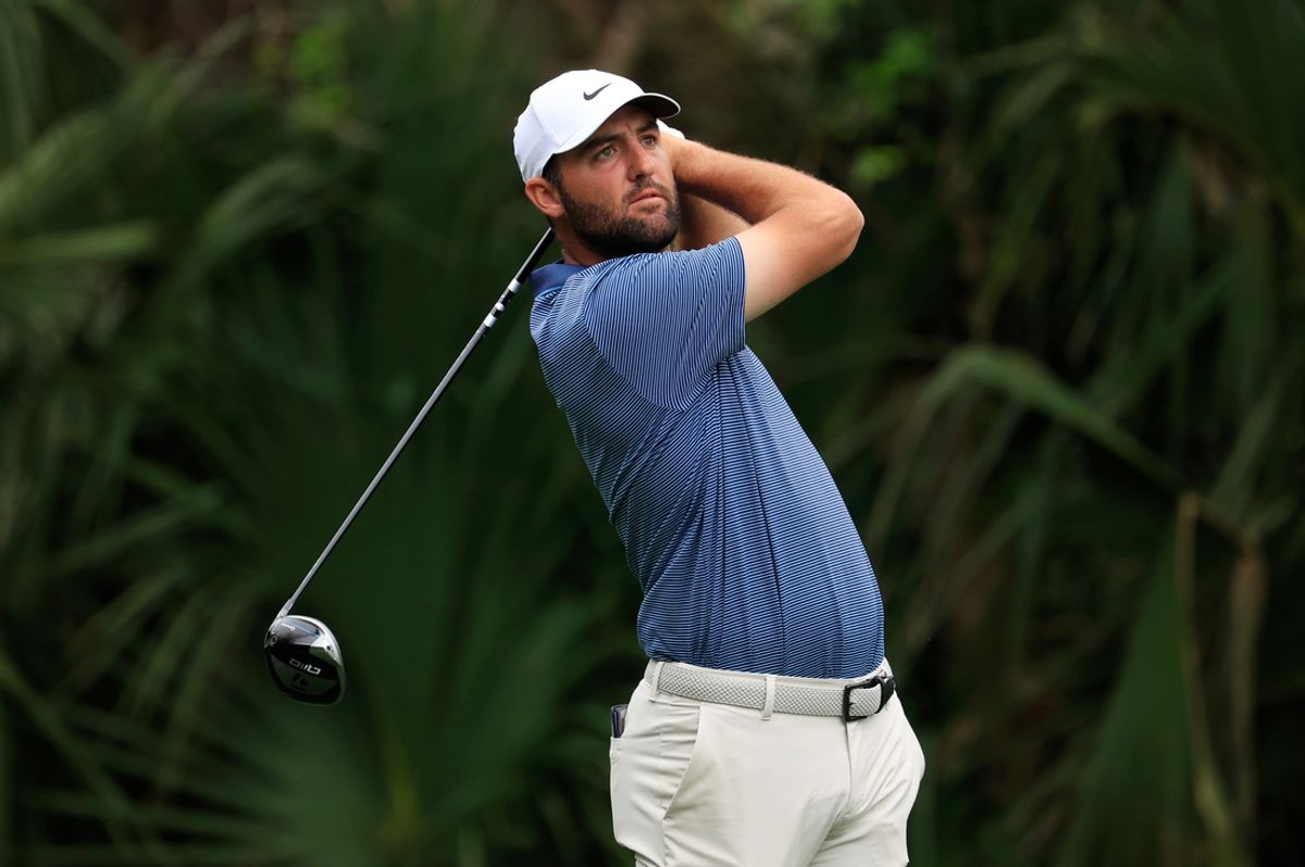 Scottie Scheffler tees off on the fifth hole during the final round of The Players Championship PGA golf tournment Sunday, March 16, 2025 at TPC Sawgrass in Ponte Vedra Beach, Fla. [Corey Perrine/Florida Times-Union]
