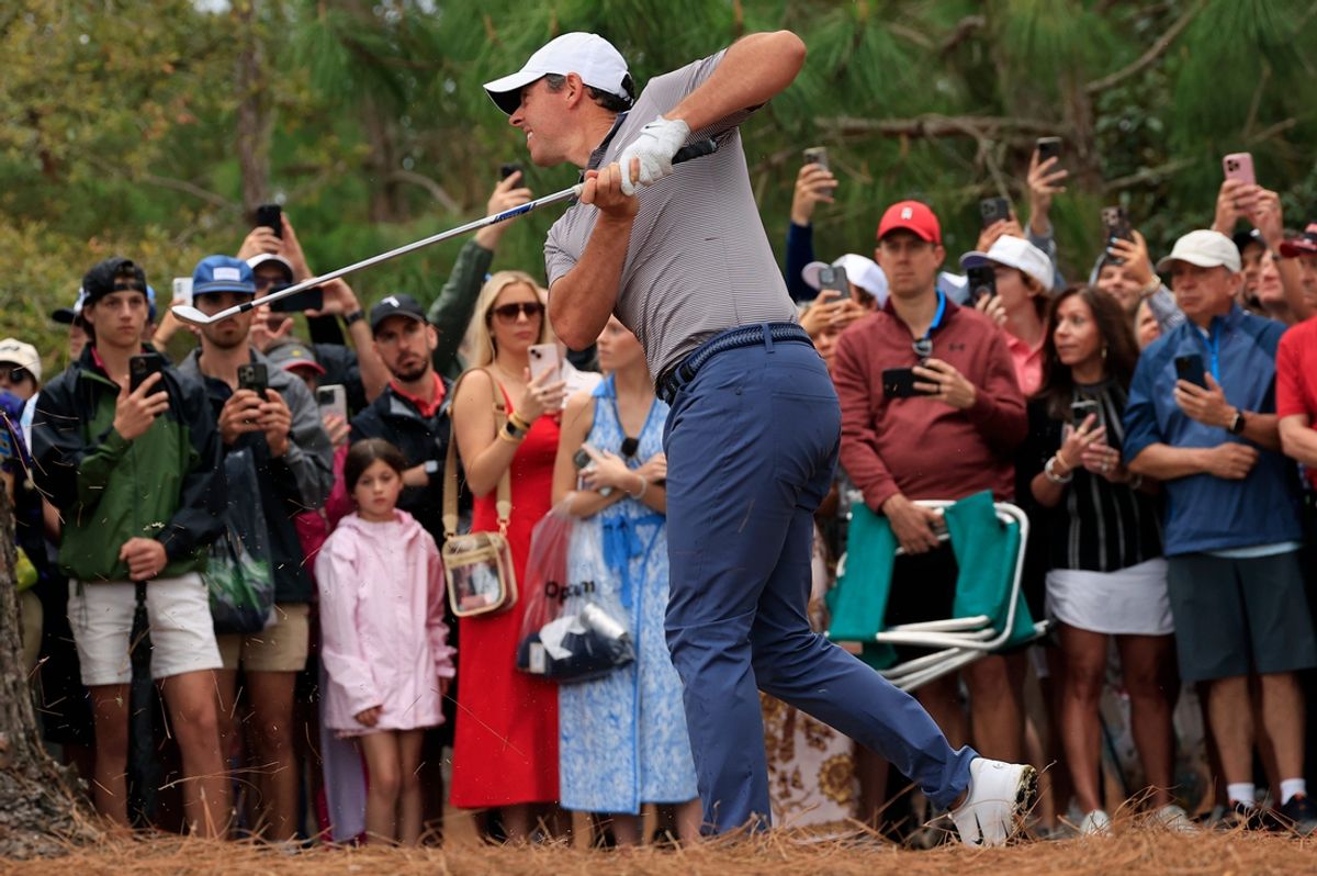Rory McIlroy looks at his shot from the rough on the sixth hole during the final round of The Players Championship PGA golf tournment Sunday, March 16, 2025 at TPC Sawgrass in Ponte Vedra Beach, Fla. [Corey Perrine/Florida Times-Union]