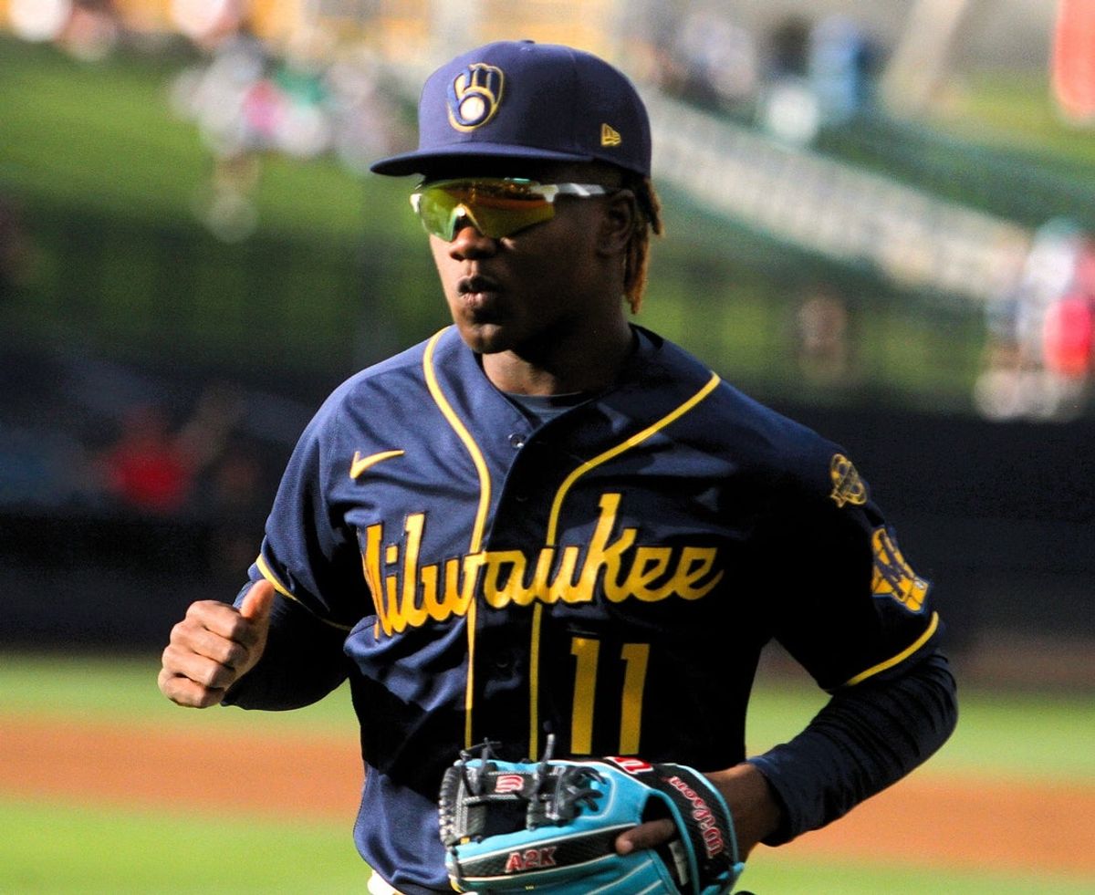 Milwaukee Brewers prospect Jesus Made runs off the field during the spring breakout game on March 17, 2025.