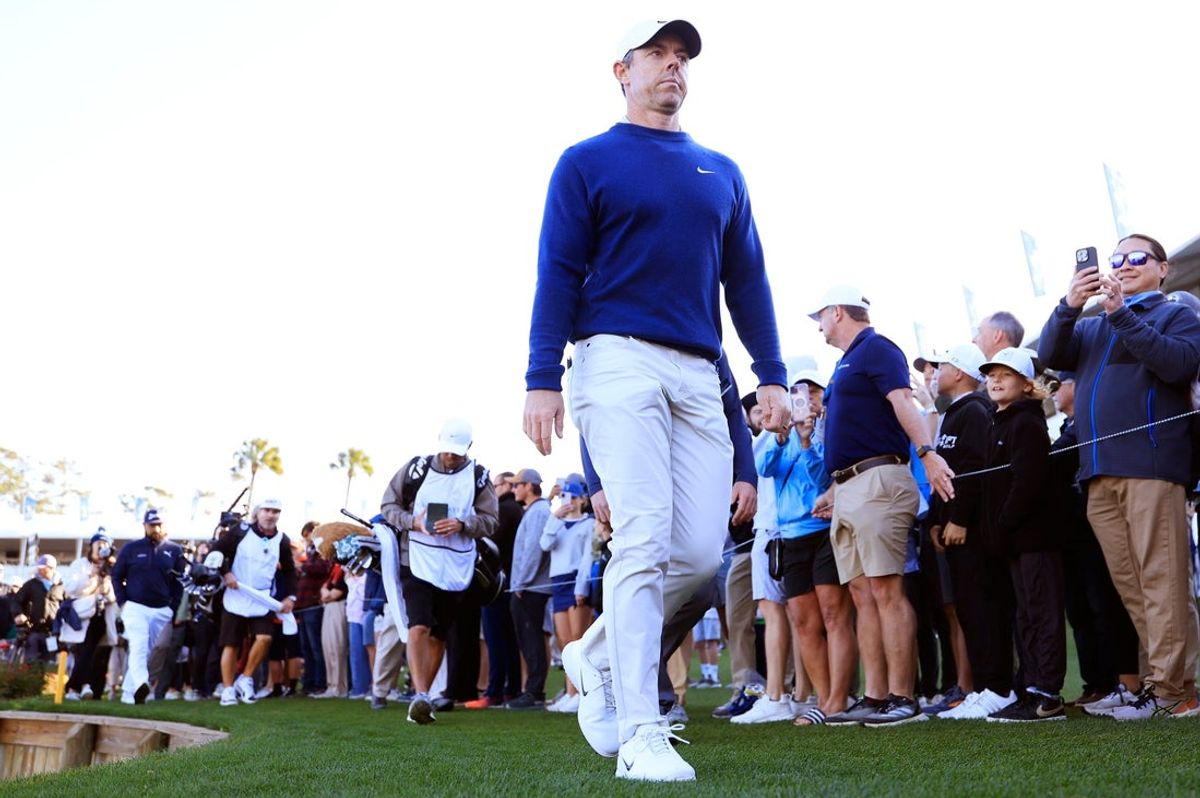 Rory McIlroy walks to tee off on the 17th hole during a three-hole aggregate playoff of The Players Championship PGA golf tournment Monday, March 17, 2025 at TPC Sawgrass in Ponte Vedra Beach, Fla. Rory McIlroy won his second Players Championship at +1 over J.J. Spaun. [Corey Perrine/Florida Times-Union]