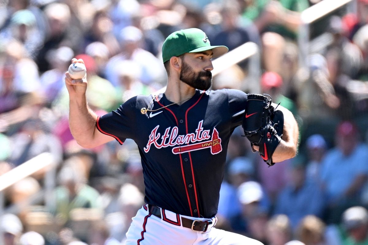 Mar 17, 2025; North Port, Florida, USA; Atlanta Braves starting pitcher Spencer Strider (99) throws a pitch in the first inning against the Boston Red Sox during spring training at CoolToday Park. Mandatory Credit: Jonathan Dyer-Imagn Images
