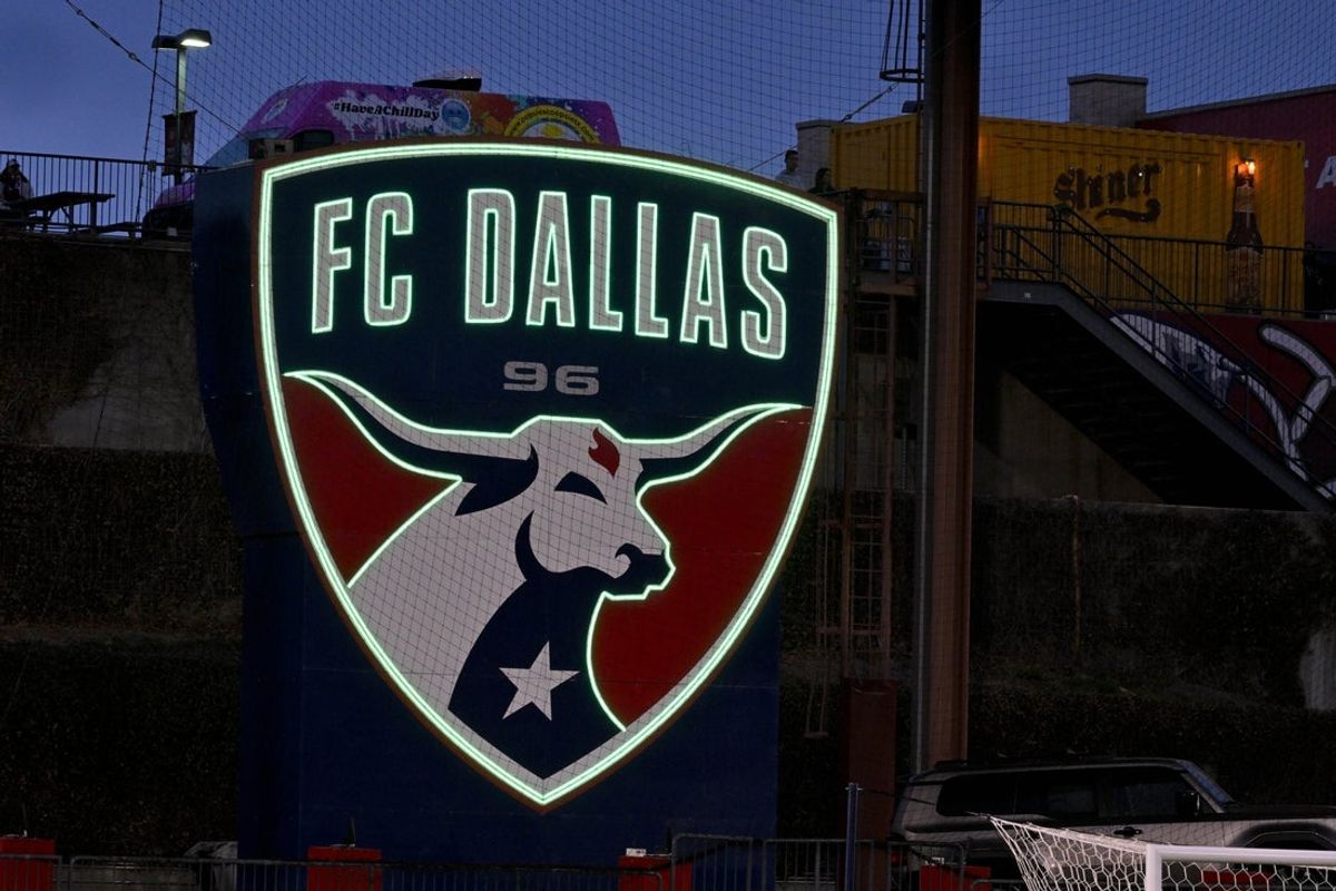 Mar 15, 2025; Frisco, Texas, USA; A view of the logo and stadium during the game between FC Dallas and Vancouver Whitecaps FC at Toyota Stadium. Mandatory Credit: Jerome Miron-Imagn Images