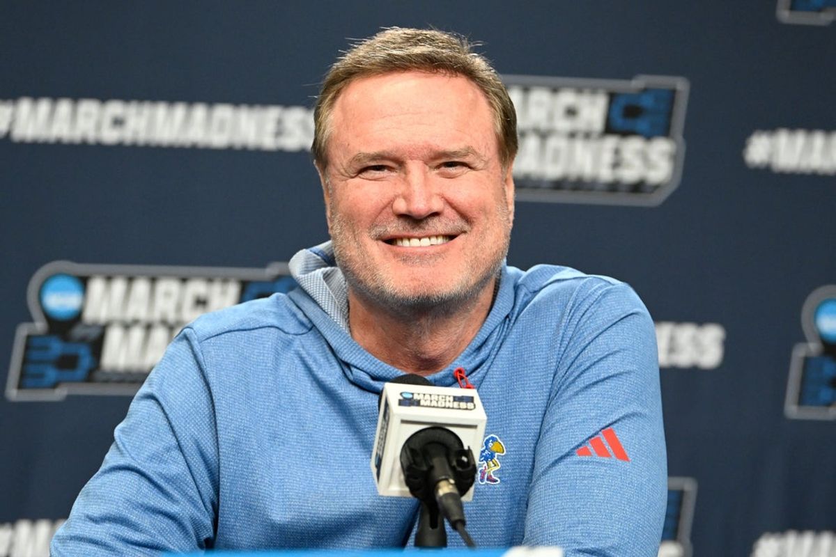Mar 19, 2025; Providence, RI, USA; Kansas Jayhawks head coach Bill Self speaks to the media during a press conference at Amica Mutual Pavilion. Mandatory Credit: Eric Canha-Imagn Images