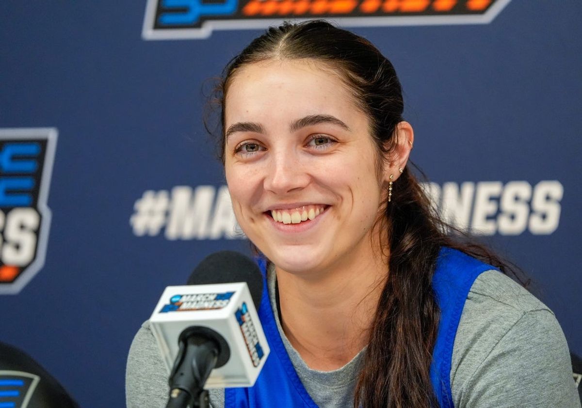 Georgia Amoore speaks to the media during press conferences ahead of the Wildcats’ NCAA first-round game against Liberty. Thursday, March 20, 2025