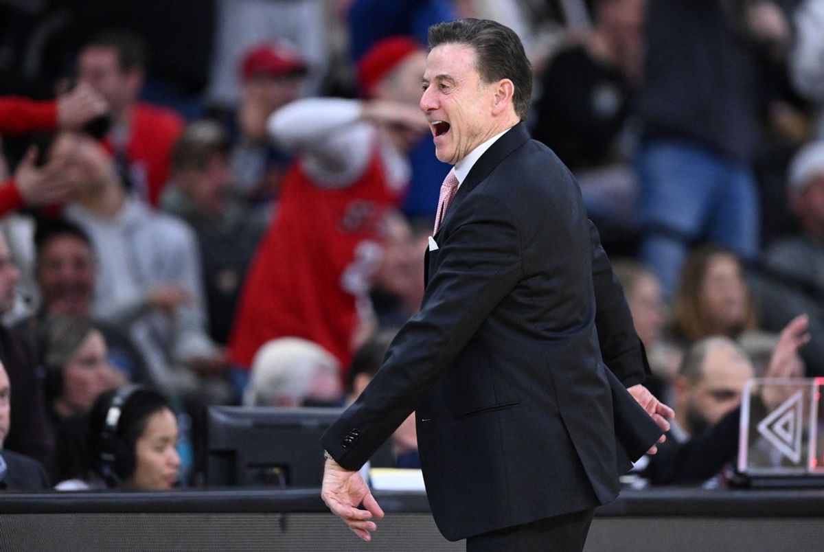Mar 22, 2025; Providence, RI, USA; St. John's Red Storm head coach Rick Pitino reacts during the second half of a second round men’s NCAA Tournament game against the Arkansas Razorbacks at Amica Mutual Pavilion. Mandatory Credit: Brian Fluharty-Imagn Images