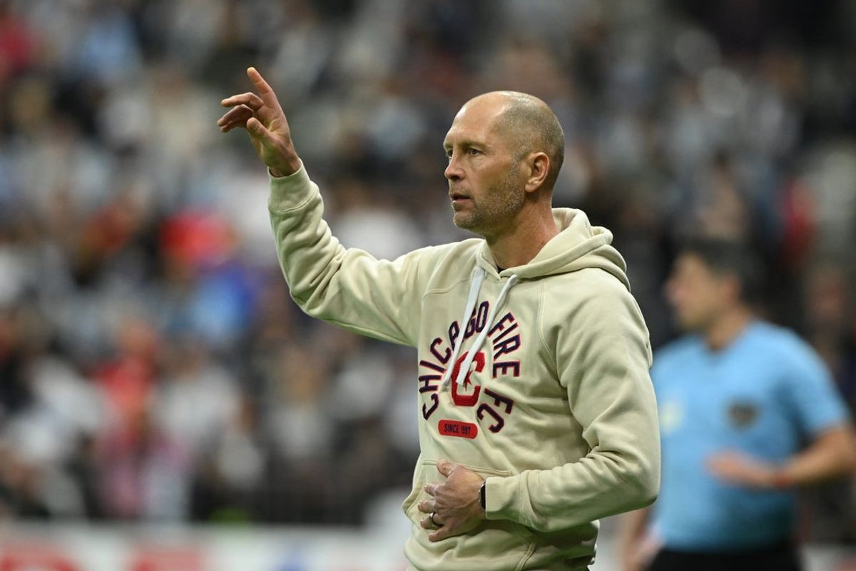 Mar 22, 2025; Vancouver, British Columbia, CAN;  Chicago Fire FC head coach Gregg Berhalter reacts during the first half against the Vancouver Whitecaps FC at BC Place. Mandatory Credit: Anne-Marie Sorvin-Imagn Images