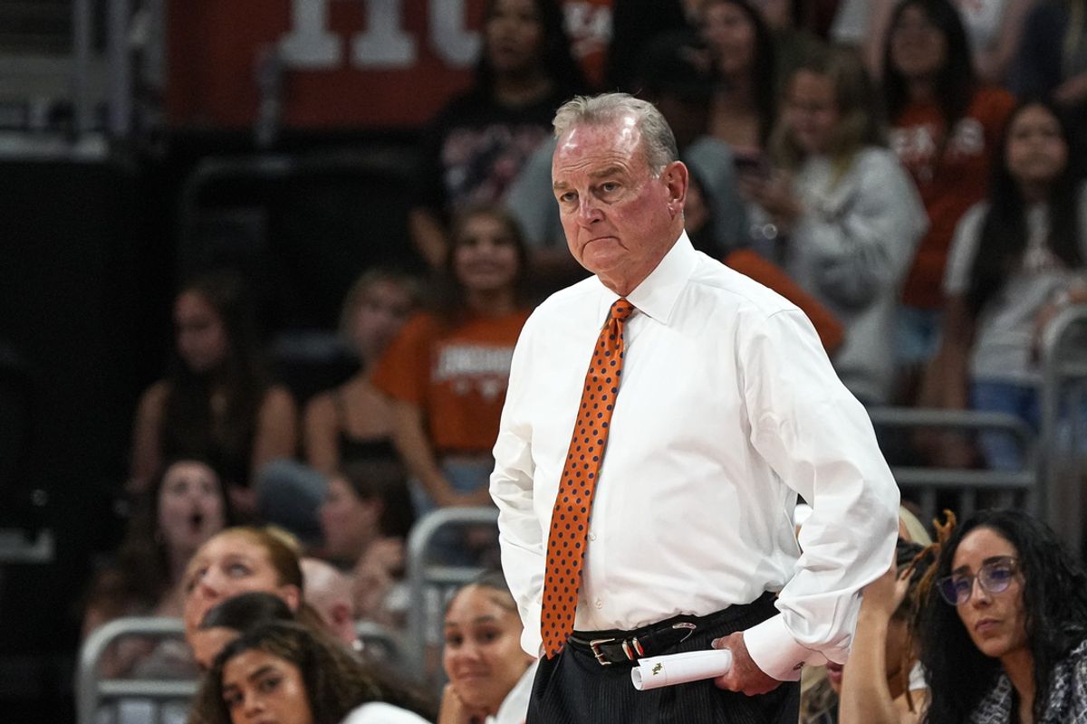 Texas Longhorns head coach Vic Schaefer watches from the sideline during the first round NCAA playoff game against William & Mary at the Moody Center on Saturday, March 22, 2025.