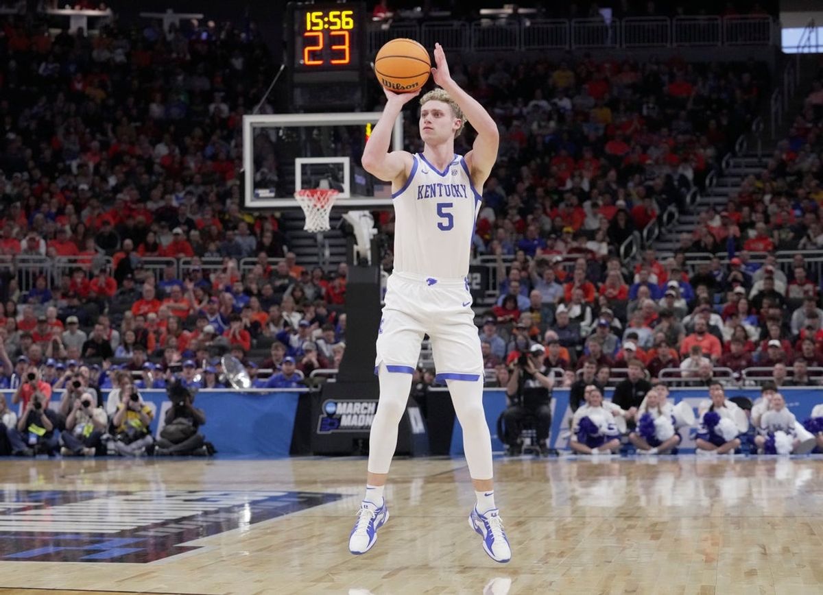 An average of 15.3 million viewers watched Kentucky, including guard Collin Chandler (5), face Illinois Sunday during second-round NCAA Tournament action at Fiserv Forum in Milwaukee, Wisconsin, according to Nielsen.