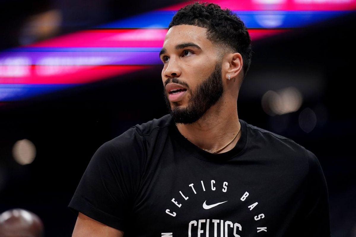 Mar 24, 2025; Sacramento, California, USA; Boston Celtics forward Jayson Tatum (0) stands on the court before the start of the game against the Sacramento Kings at the Golden 1 Center. Mandatory Credit: Cary Edmondson-Imagn Images