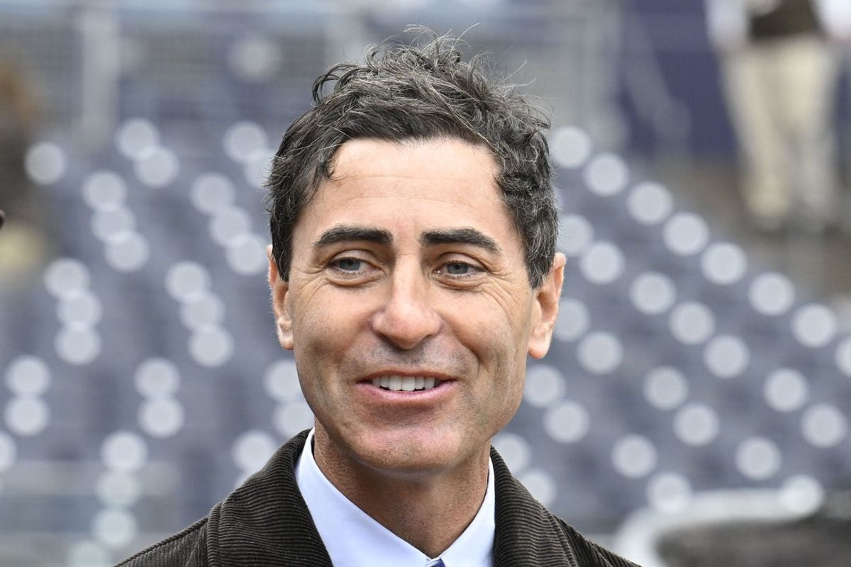 Mar 27, 2025; San Diego, California, USA; San Diego Padres general manager A.J. Preller looks on before an Opening Day baseball game between the San Diego Padres and the Atlanta Braves at Petco Park. Mandatory Credit: Denis Poroy-Imagn Images