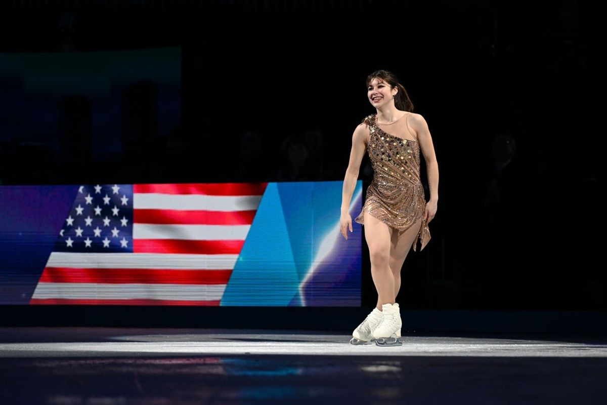 Mar 28, 2025; Boston, Massachusetts, USA; Alysa Liu (USA) wins gold in Womens Free Skating during the ISU World Figure Skating Championships at TD Garden. Mandatory Credit: Brian Fluharty-Imagn Images