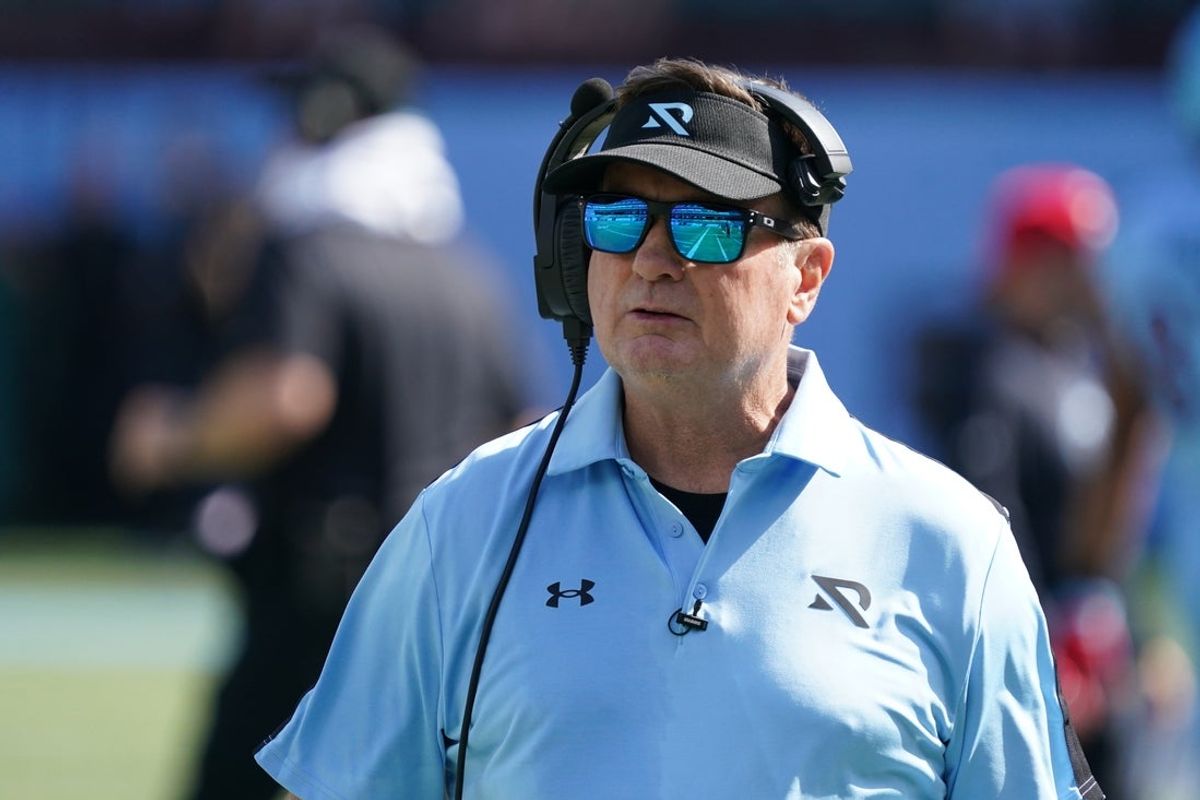 Mar 29, 2025; Arlington, TX, USA; Arlington Renegades head coach Bob Stoops on the sidelines during the first half against the San Antonio Brahmas at Choctaw Stadium. Mandatory Credit: Raymond Carlin III-Imagn Images