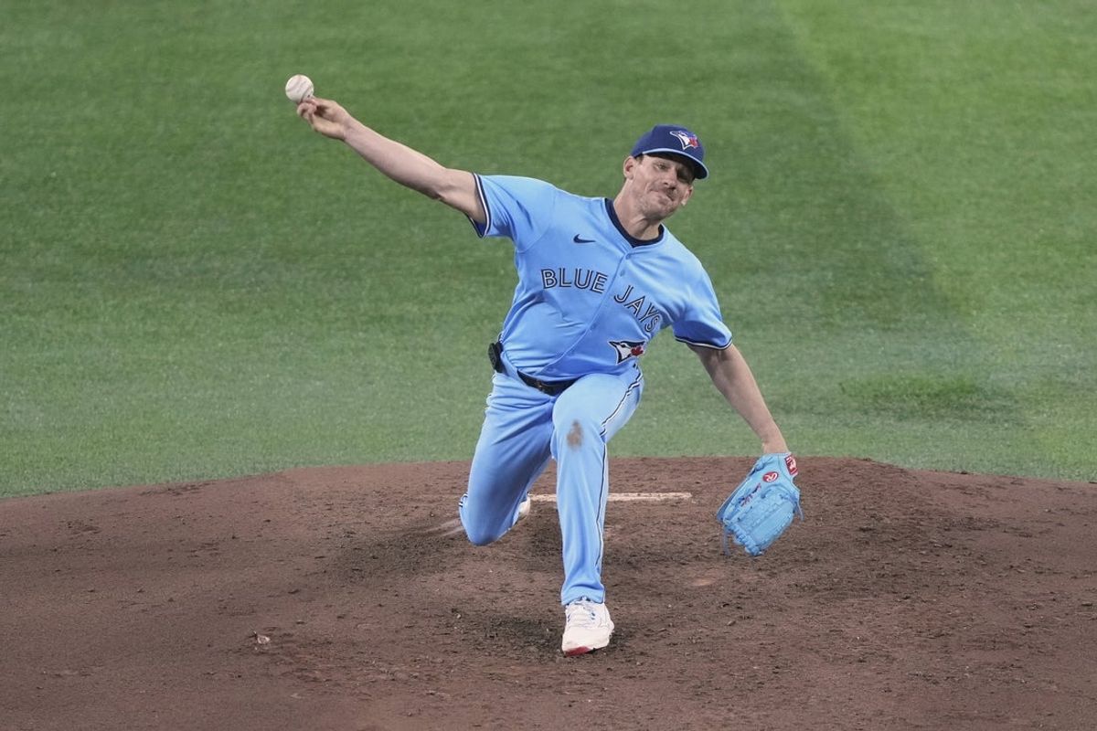 Mar 30, 2025; Toronto, Ontario, CAN; Toronto Blue Jays starting pitcher Chris Bassitt (40) pitches to the Baltimore Orioles during the second inning at Rogers Centre. Mandatory Credit: John E. Sokolowski-Imagn Images