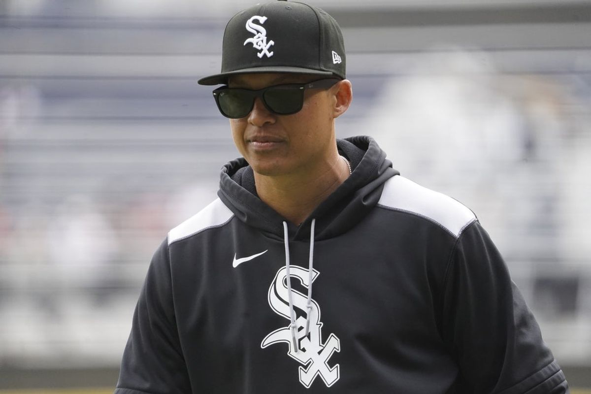 Mar 30, 2025; Chicago, Illinois, USA; Chicago White Sox manager Will Venable (1) on the field before the game against the Los Angeles Angels at Guaranteed Rate Field. Mandatory Credit: David Banks-Imagn Images