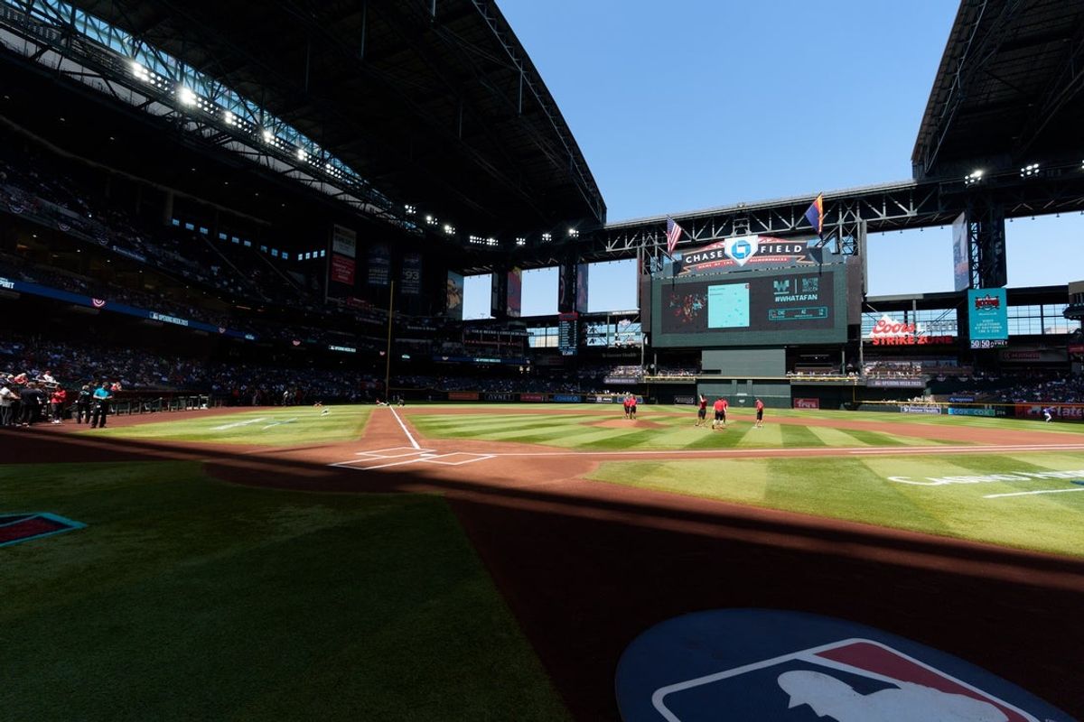 Mar 30, 2025; Phoenix, Arizona, USA; A general view as the retractable roof is open for a game between the Chicago Cubs and Arizona Diamondbacks at Chase Field. Mandatory Credit: Allan Henry-Imagn Images