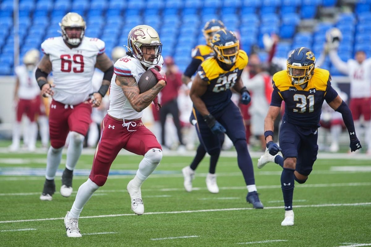 Panthers’ Samson Nacua (86) runs with the ball during the UFL game between the Memphis Showboats and Michigan Panthers at Simmons Bank Liberty Stadium in Memphis, Tenn., on Sunday, March 30, 2025.