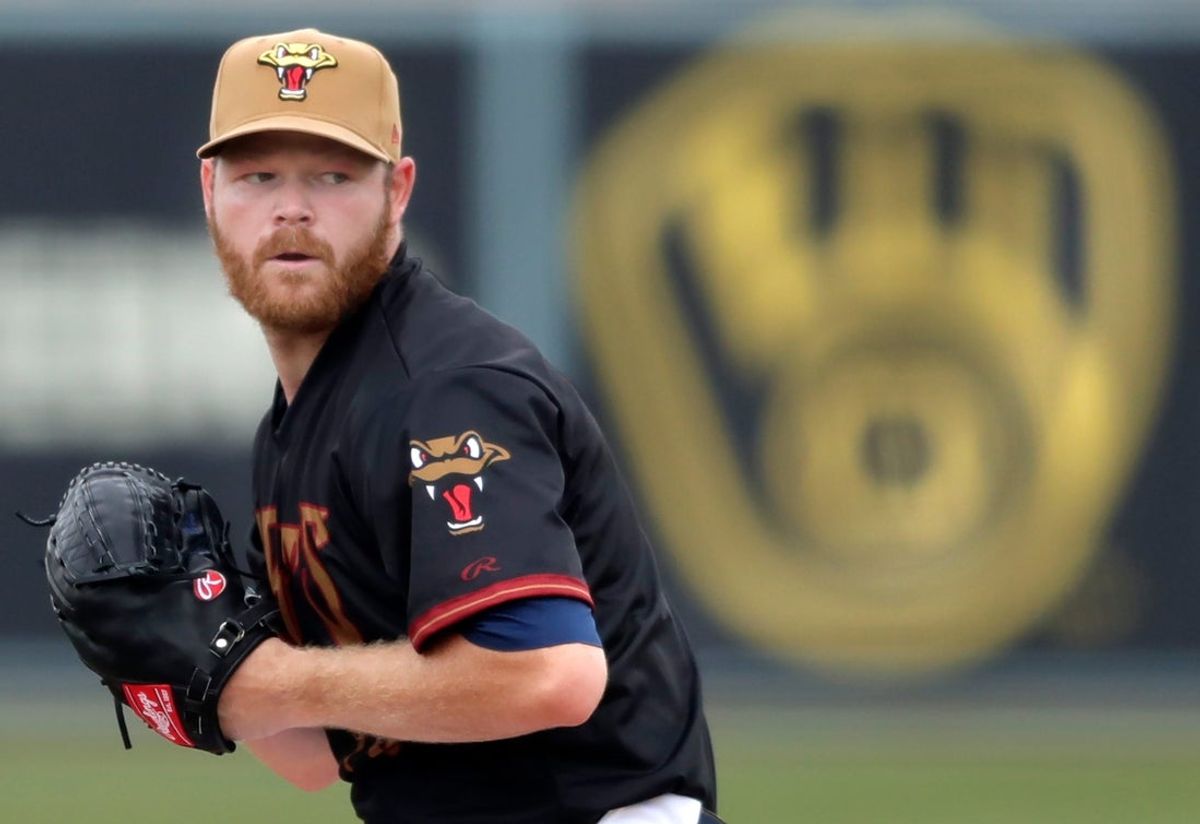 Milwaukee Brewers’ pitcher Brandon Woodruff during a rehabilitation start, following shoulder surgery in November 2023, with the Wisconsin Timber Rattlers on Friday, April 18, 2025, at Neuroscience Group Field at Fox Cities Stadium in Grand Chute, Wis.
Wm. Glasheen USA TODAY NETWORK-Wisconsin