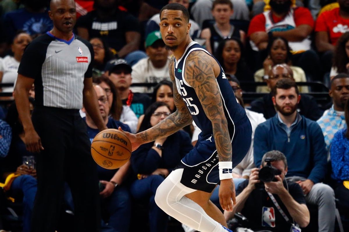 Apr 18, 2025; Memphis, Tennessee, USA; Dallas Mavericks forward P.J. Washington (25) dribbles during the fourth quarter against the Memphis Grizzlies at FedExForum. Mandatory Credit: Petre Thomas-Imagn Images