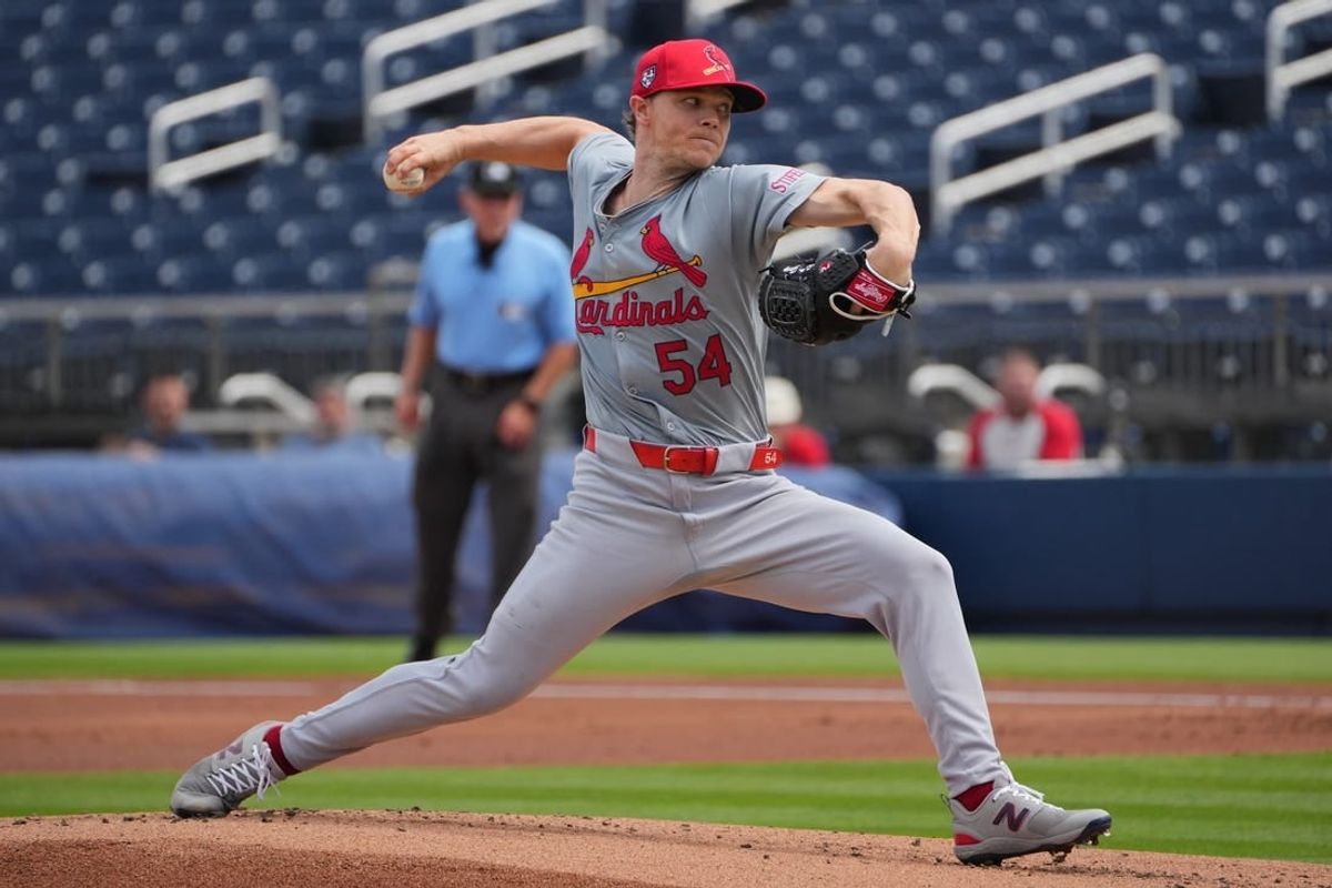 Mar 4, 2024; West Palm Beach, Florida, USA; St. Louis Cardinals starting pitcher Sonny Gray (54) pitches in the second inning against the Washington Nationals at CACTI Ballpark of the Palm Beaches.