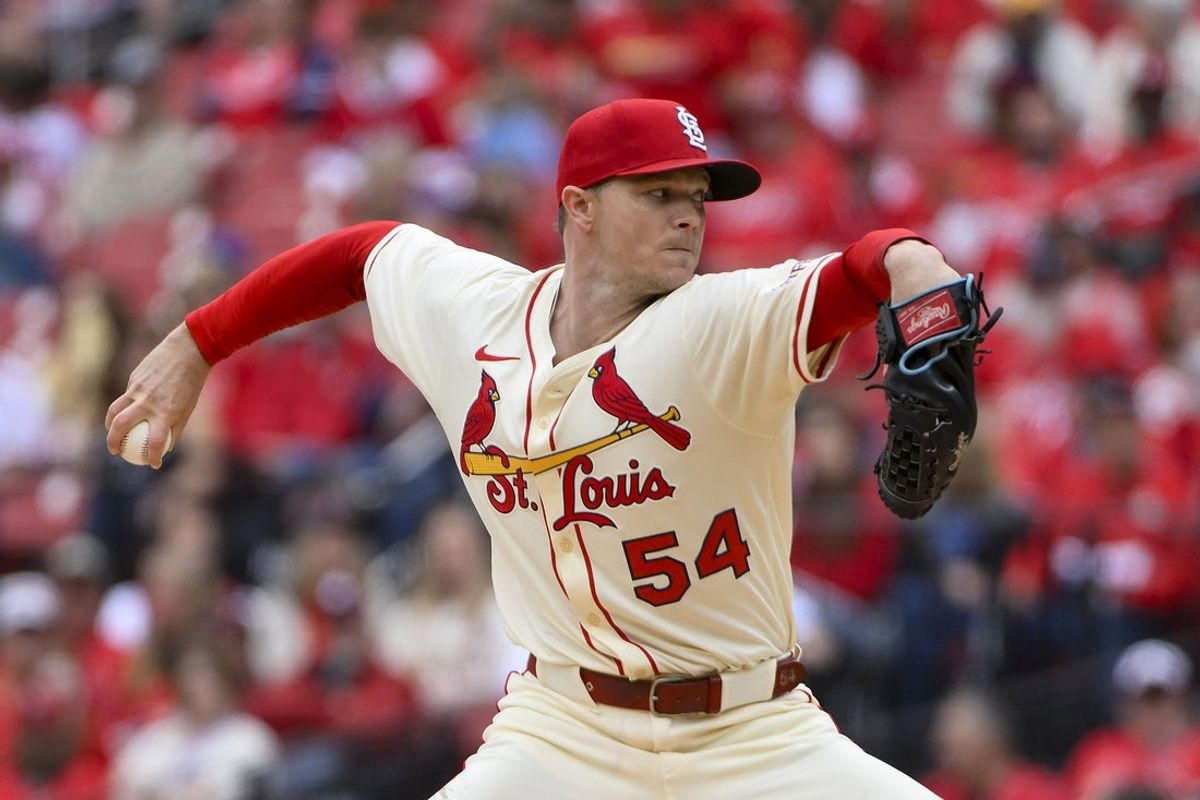 Apr 26, 2025; St. Louis, Missouri, USA;  St. Louis Cardinals starting pitcher Sonny Gray (54) pitches against the Milwaukee Brewers during the first inning at Busch Stadium. Mandatory Credit: Jeff Curry-Imagn Images