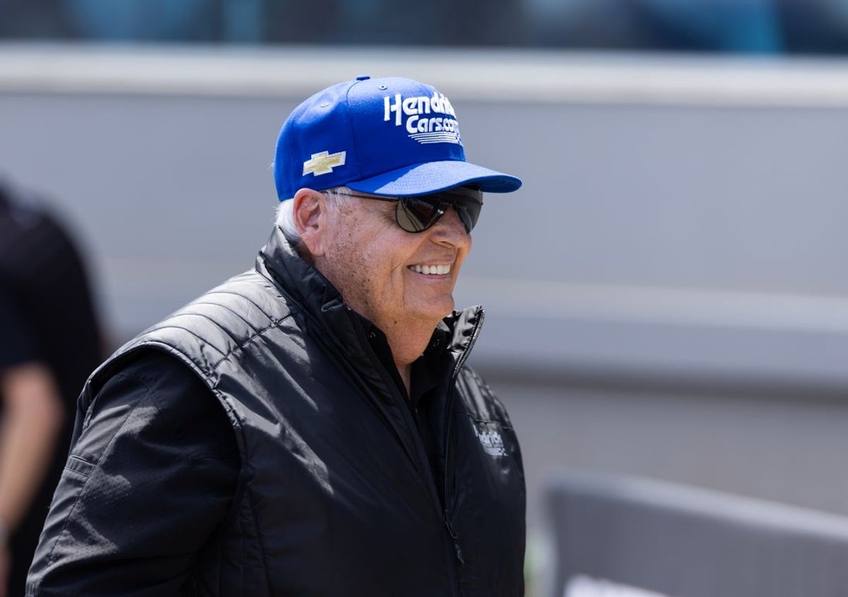 Apr 27, 2025; Concord, NC, USA; NASCAR team owner Rick Hendrick during the American Rebel Light Four Wide Nationals at zMax Dragway. Mandatory Credit: Mark J. Rebilas-Imagn Images