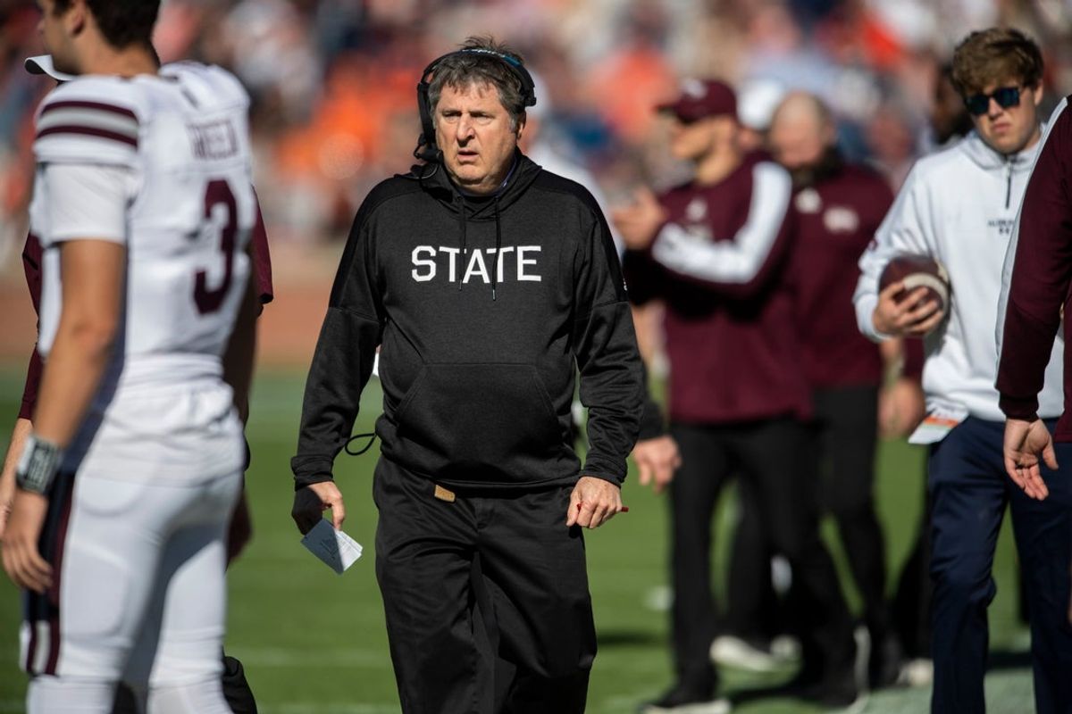 Mississippi State coach Mike Leach walks on the sideline before one of his team's games with the Bulldogs.