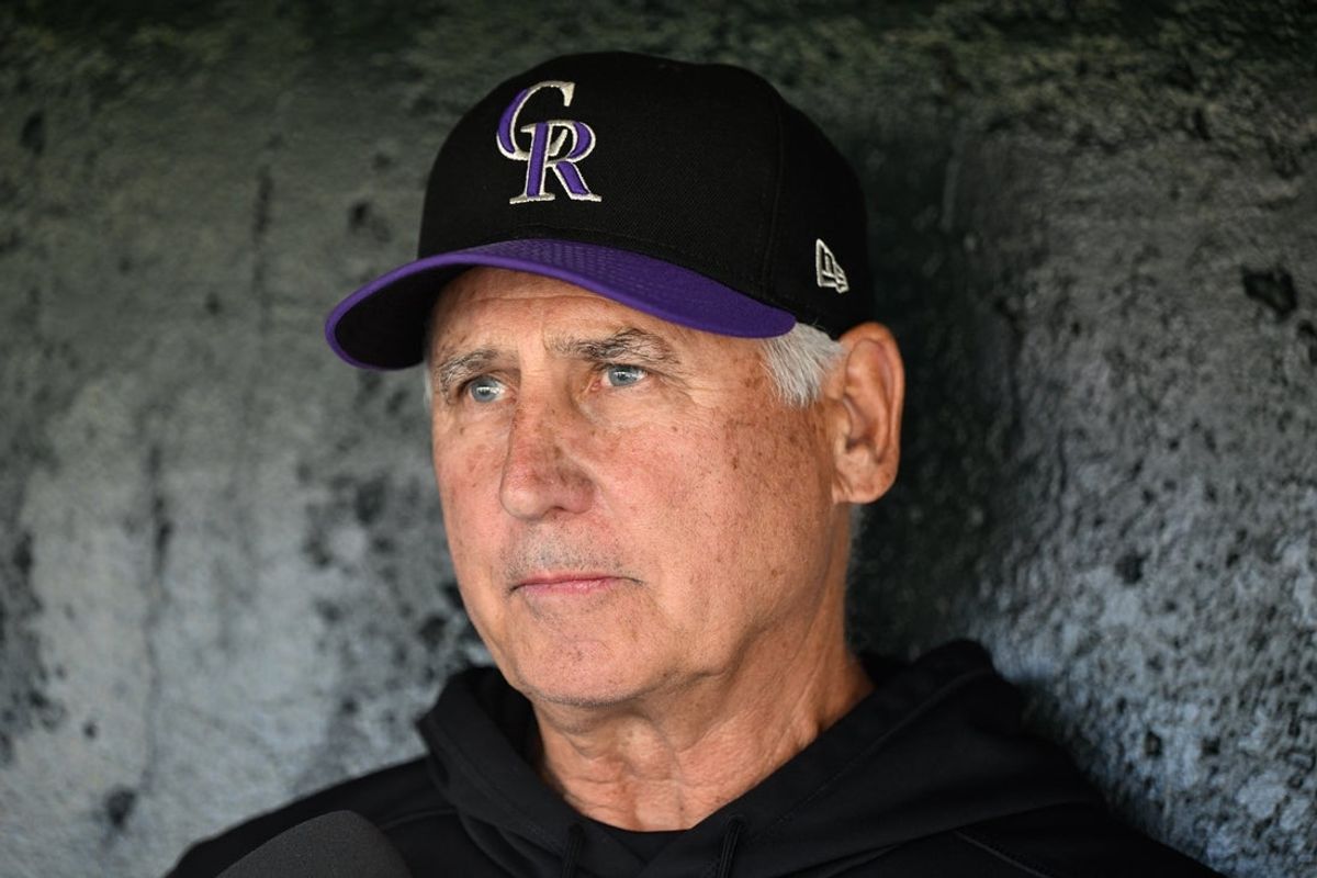 May 1, 2025; San Francisco, California, USA; Colorado Rockies manager Bud Black sits in the dugout before their game against the San Francisco Giants at Oracle Park. Mandatory Credit: Eakin Howard-Imagn Images