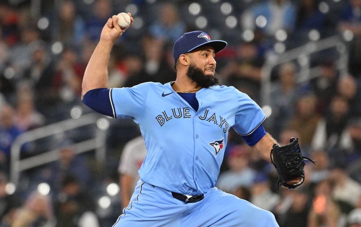 May 1, 2025; Toronto, Ontario, CAN; Toronto Blue Jays relief pitcher Yimi Garcia (93) delivers a pitch against the Boston Red Sox in the ninth inning at Rogers Centre. Mandatory Credit: Dan Hamilton-Imagn Images