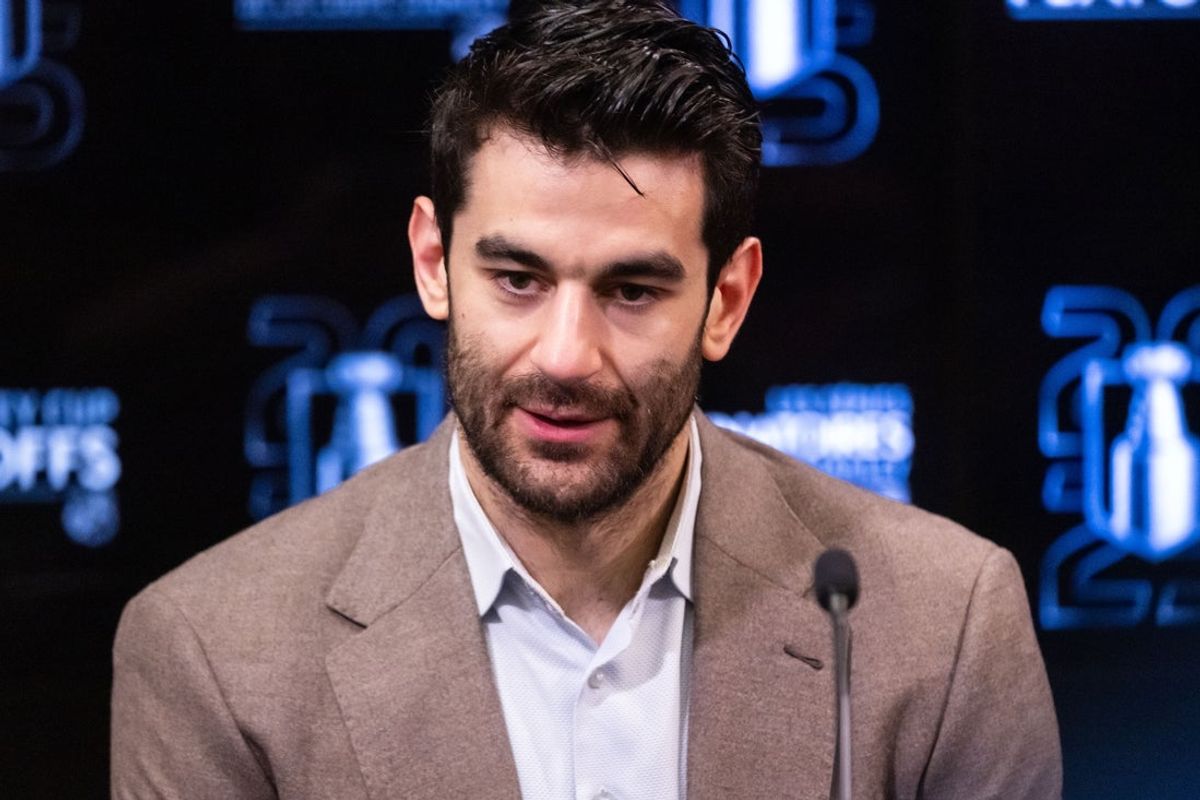 May 1, 2025; Ottawa, Ontario, CAN; Toronto Maple Leafs left wing Max Pacioretty (67) speaks to the media following the team win against the Ottawa Senators in game six of the first round of the 2025 Stanley Cup Playoffs at Canadian Tire Centre. Mandatory Credit: Marc DesRosiers-Imagn Images
