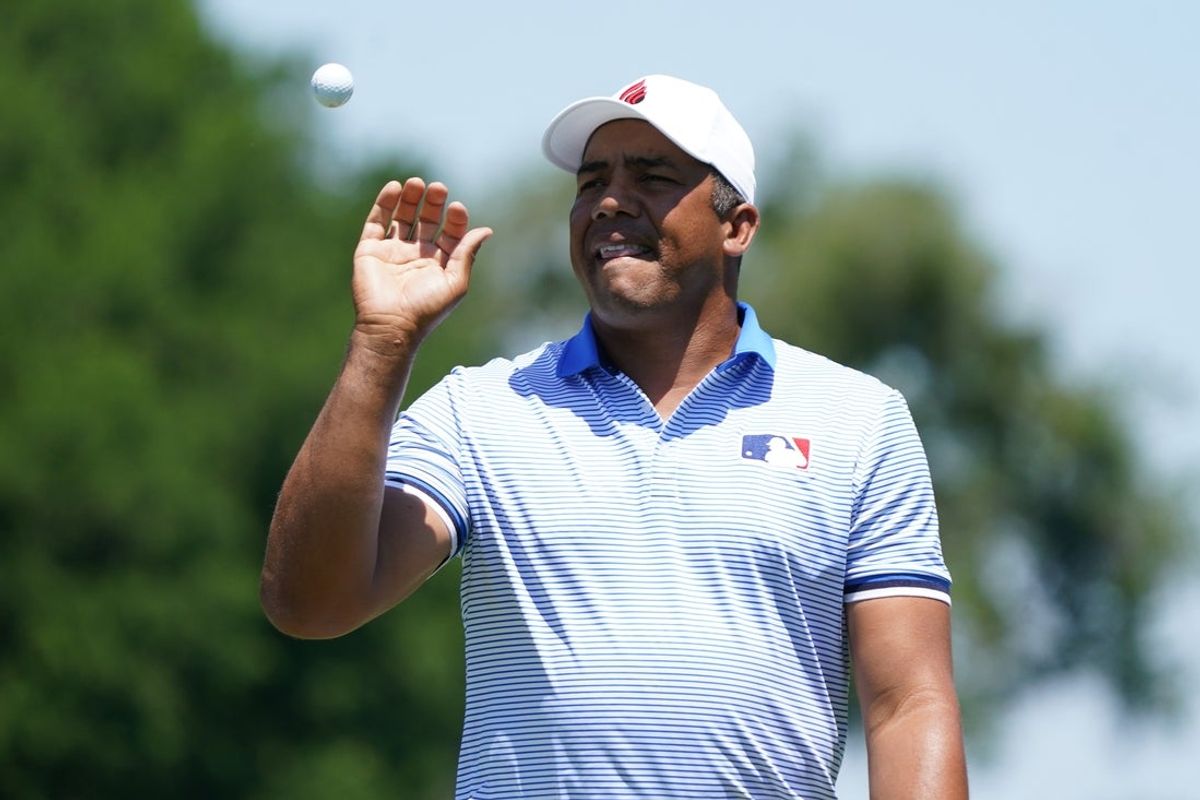 May 4, 2025; McKinney, Texas, USA; Jhonattan Vegas prepares to putt on the second green during the final round of the THE CJ CUP Byron Nelson golf tournament. Mandatory Credit: Raymond Carlin III-Imagn Images
