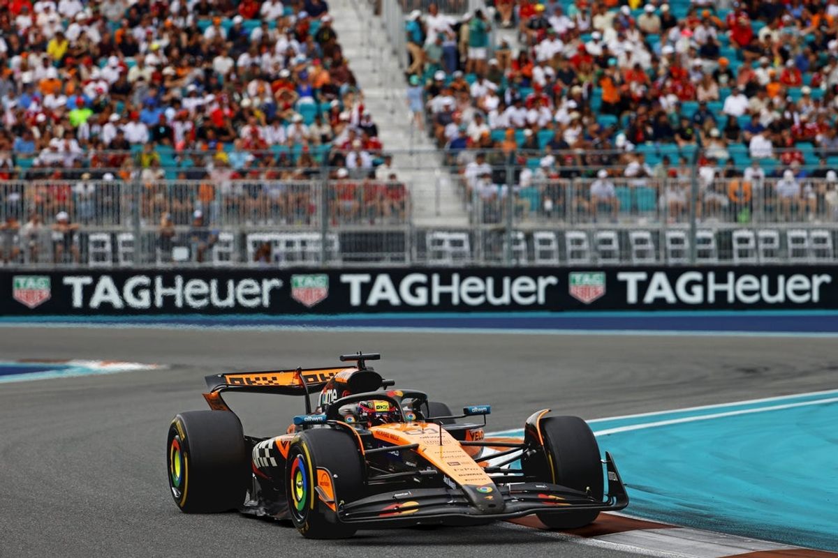 May 4, 2025; Miami Gardens, FL, USA;  McLaren driver Oscar Piastri (81) during the F1 Miami Grand Prix at Miami International Autodrome. Mandatory Credit: Peter Casey-Imagn Images