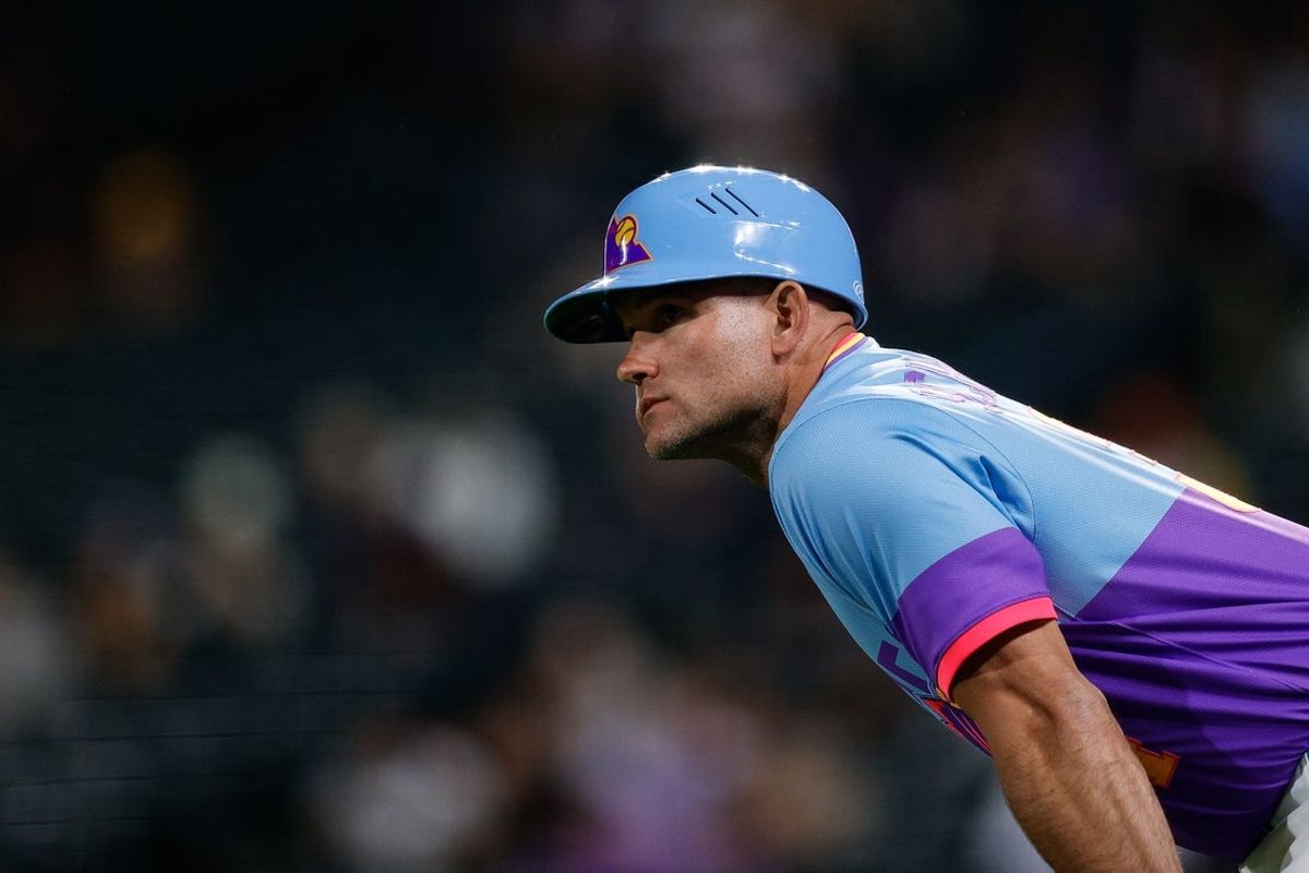 May 9, 2025; Denver, Colorado, USA; Colorado Rockies third base coach Warren Schaeffer (34) in the eighth inning against the San Diego Padres at Coors Field. Mandatory Credit: Isaiah J. Downing-Imagn Images