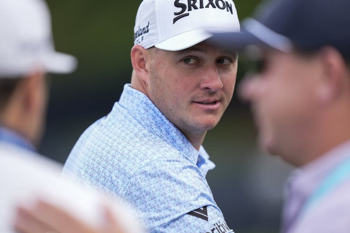 May 13, 2025; Charlotte, North Carolina, USA; Sepp Straka on a practice day for the PGA Championship golf tournament at Quail Hollow. Mandatory Credit: Jim Dedmon-Imagn Images