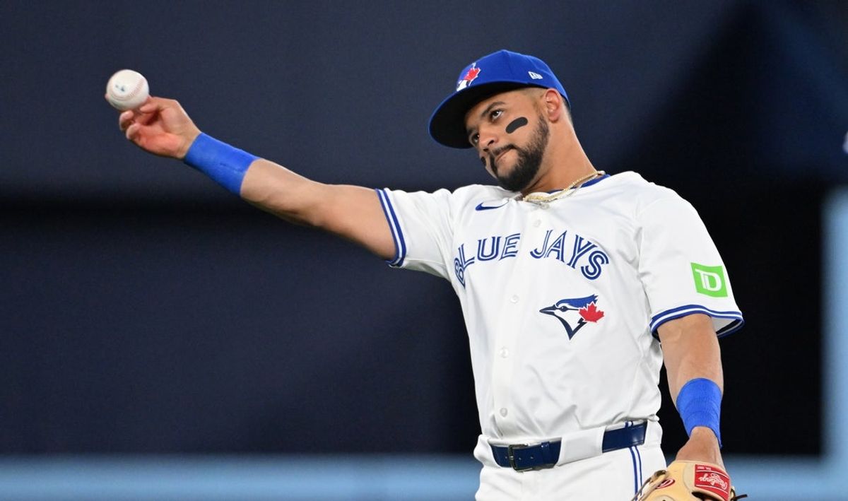 May 14, 2025; Toronto, Ontario, CAN;  Toronto Blue Jays designated hitter Anthony Santander (25) warms up before playing the Tampa Bay Rays at Rogers Centre. Mandatory Credit: Dan Hamilton-Imagn Images