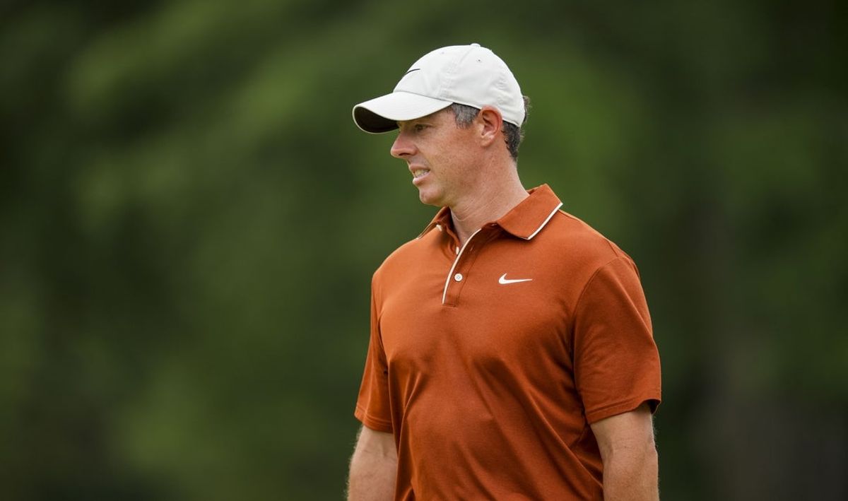 May 16, 2025; Charlotte, North Carolina, USA; Rory McIlroy on the fourth hole during the second round of the PGA Championship golf tournament at Quail Hollow. Mandatory Credit: Aaron Doster-Imagn Images