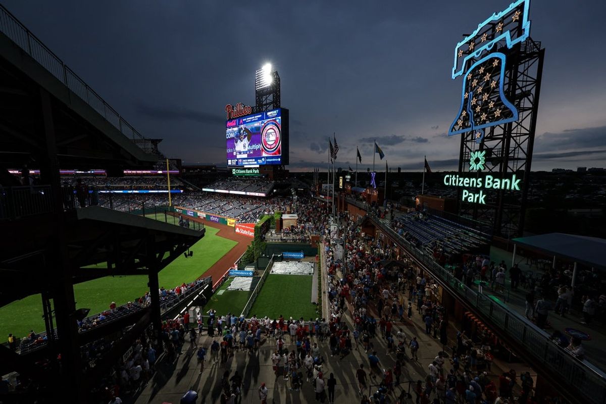 May 16, 2025; Philadelphia, Pennsylvania, USA; General view of the concourse during a rain delayed start between the Philadelphia Phillies and the Pittsburgh Pirates at Citizens Bank Park. Mandatory Credit: Bill Streicher-Imagn Images
