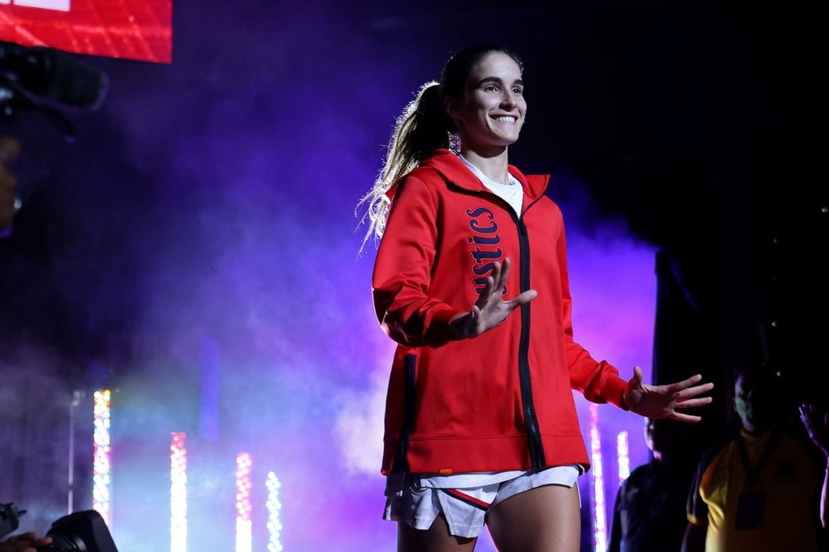 May 16, 2025; Washington, District of Columbia, USA; Washington Mystics guard Sonia Citron (22) is introduced prior to the game against the Atlanta Dream at CareFirst Arena. Mandatory Credit: Geoff Burke-Imagn Images