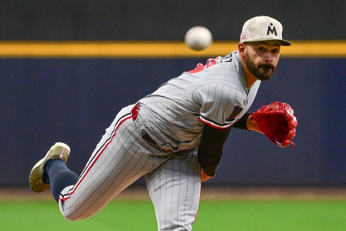 May 17, 2025; Milwaukee, Wisconsin, USA; Minnesota Twins starting pitcher Pablo Lopez (49) throws a pitch in the first inning against the Milwaukee Brewers at American Family Field. Mandatory Credit: Benny Sieu-Imagn Images
