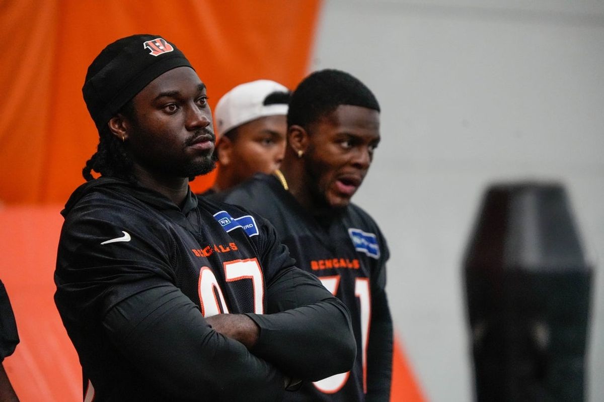 The Cincinnati Bengals practice in the off season on Tuesday May 20, 2025. Bengals 2025 draft pick Shemar Stewart (97).