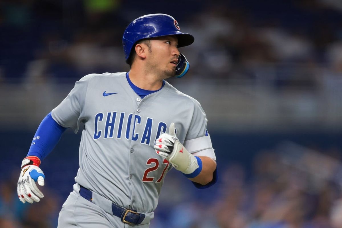 May 20, 2025; Miami, Florida, USA; Chicago Cubs right fielder Seiya Suzuki (27) circles the bases after hitting a two-run home run against the Miami Marlins during the sixth inning at loanDepot Park. Mandatory Credit: Sam Navarro-Imagn Images
