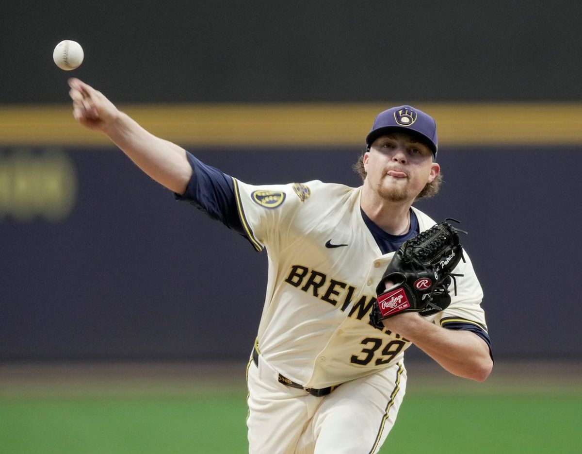 Milwaukee Brewers pitcher Chad Patrick (39) throws during the first inning of their game against the Baltimore Orioles Wednesday, May 21, 2025 at American Family Field in Milwaukee, Wisconsin.