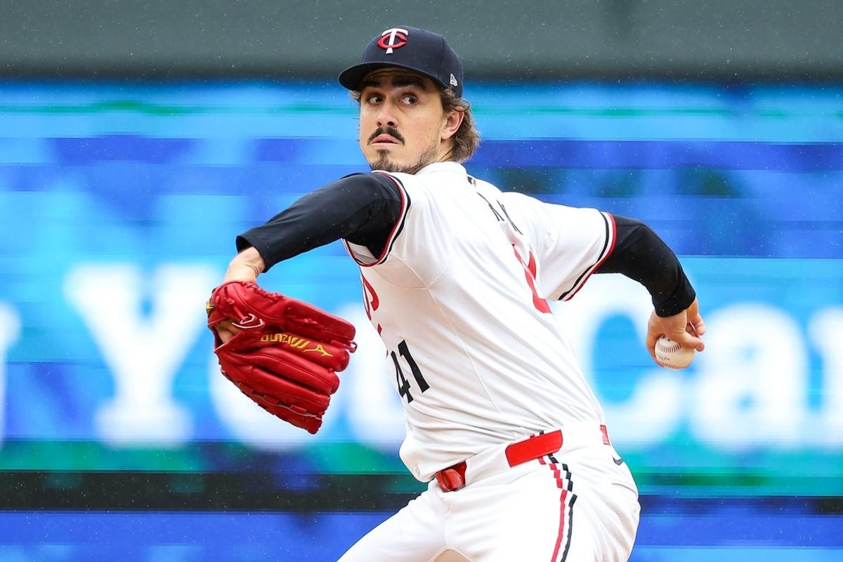 May 21, 2025; Minneapolis, Minnesota, USA; Minnesota Twins pitcher Joe Ryan (41) delivers a pitch against the Cleveland Guardians in the fourth inning during game one of a doubleheader at Target Field. Mandatory Credit: Matt Krohn-Imagn Images