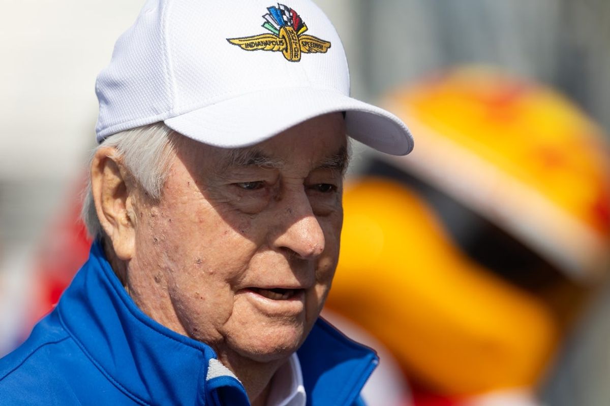May 24, 2025; Indianapolis, IN, USA; IndyCar Series president Roger Penske at the drivers meeting during Legends Day at Indianapolis Motor Speedway. Mandatory Credit: Mark J. Rebilas-Imagn Images