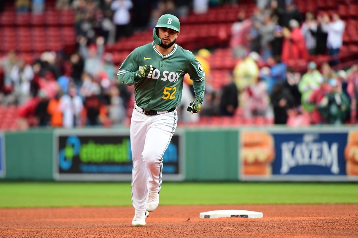 May 24, 2025; Boston, Massachusetts, USA; Boston Red Sox right fielder Wilyer Abreu (52) rounds the bases after hitting a home run during the first inning against the Baltimore Orioles at Fenway Park. Mandatory Credit: Bob DeChiara-Imagn Images