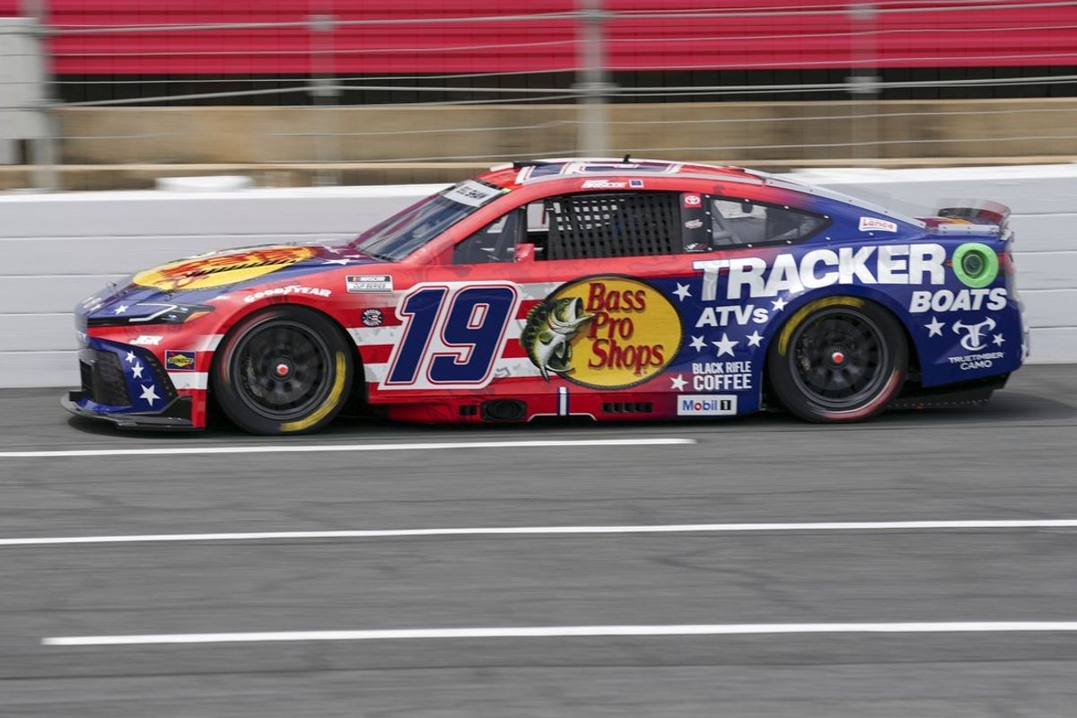 May 24, 2025; Concord, North Carolina, USA; NASCAR Cup Series driver Chase Briscoe (19) during qualifying at Charlotte Motor Speedway. Mandatory Credit: Jim Dedmon-Imagn Images