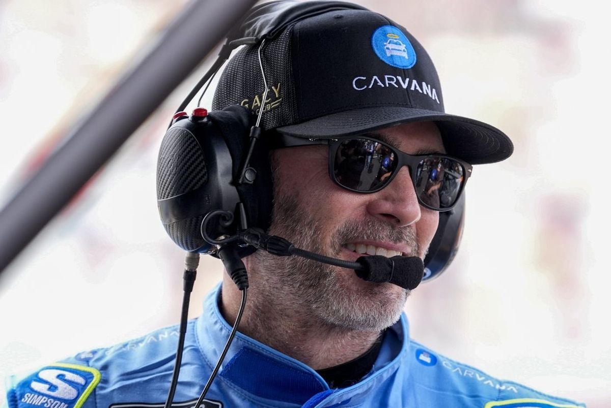 May 24, 2025; Concord, North Carolina, USA; NASCAR Cup Series driver Jimmie Johnson (84) during qualifying at Charlotte Motor Speedway. Mandatory Credit: Jim Dedmon-Imagn Images
