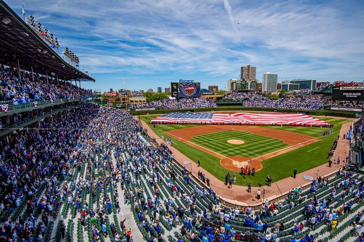 May 26, 2025; Chicago, Illinois, USA; A general view of the field prior to a game between the Chicago Cubs and the Colorado Rockies at Wrigley Field. Mandatory Credit: Patrick Gorski-Imagn Images
