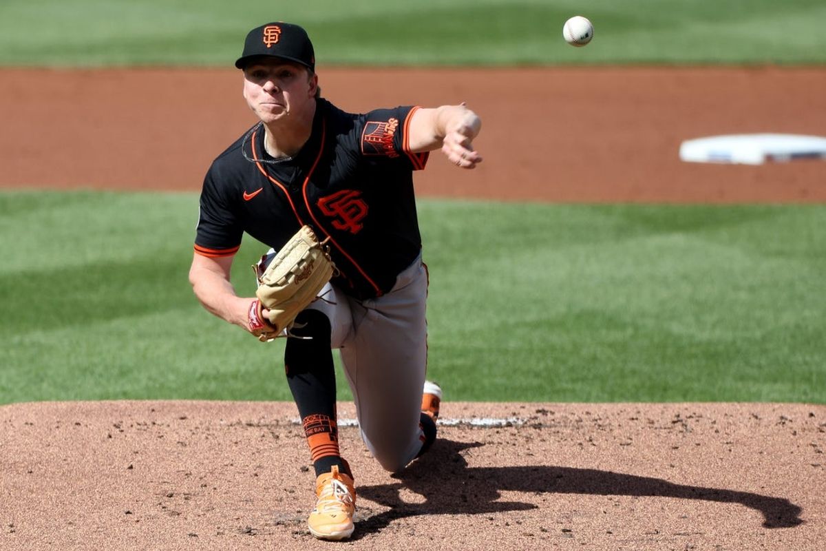 May 24, 2025; Washington, District of Columbia, USA; San Francisco Giants pitcher Kyle Harrison (45) throws during the first inning against the Washington Nationals at Nationals Park. Mandatory Credit: Daniel Kucin Jr.-Imagn Images